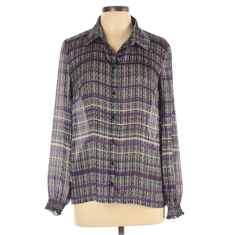 Peter Nygard 10 Shirt Black Purple Semi Shirt